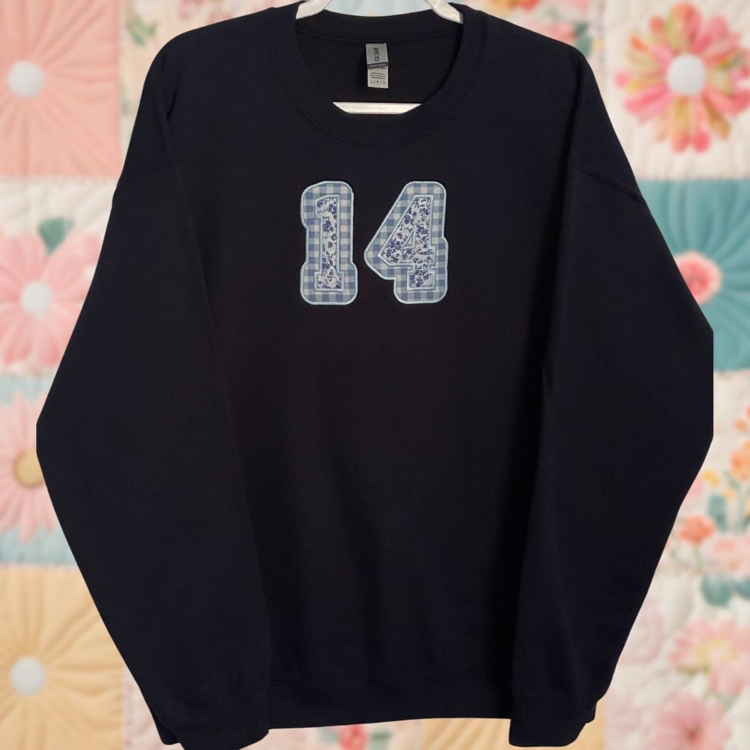 Large Navy 14 Patchwork Sweatshirt