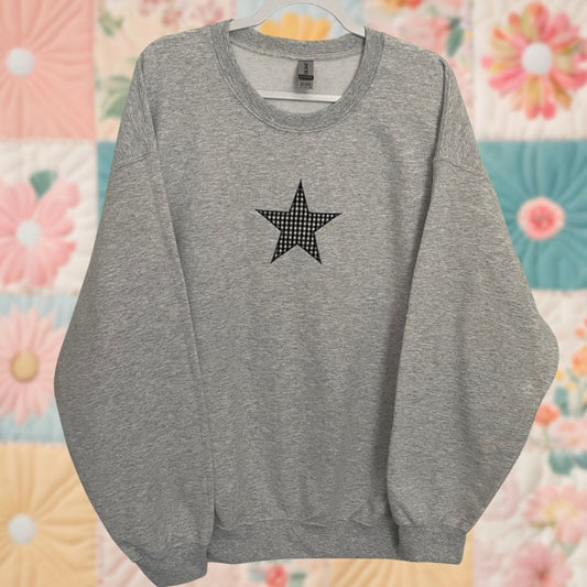 Ash Grey Star Gingham Sweatshirt