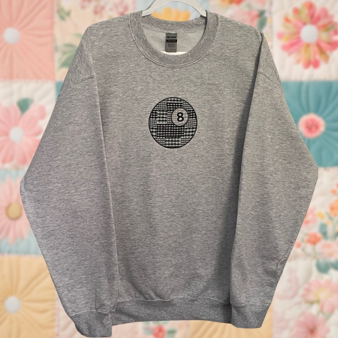 Large Ash Grey 8 Ball Gingham Sweatshirt