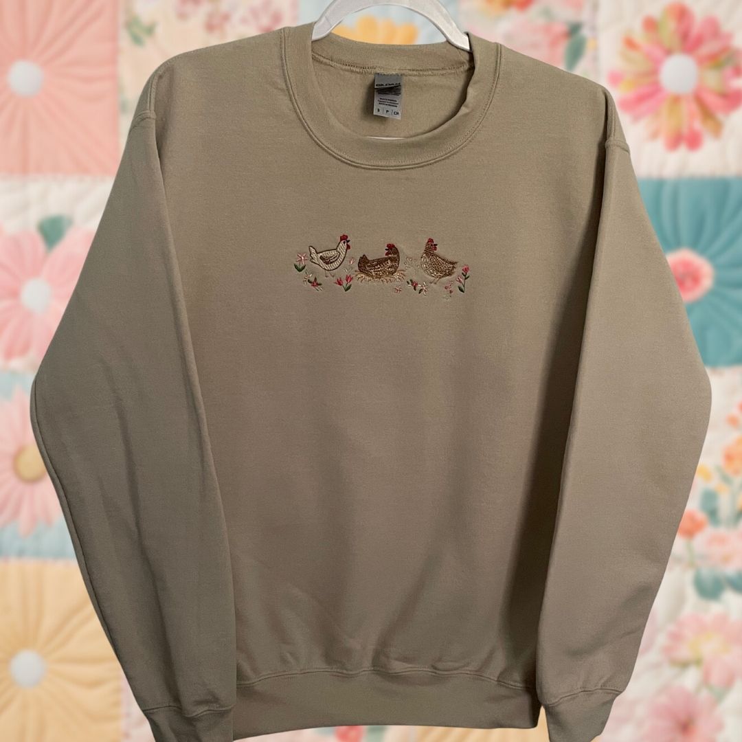 Small Beige Spring Chickens Sweatshirt