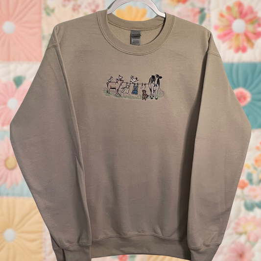 Small Beige Farm Animal Laundry Sweatshirt