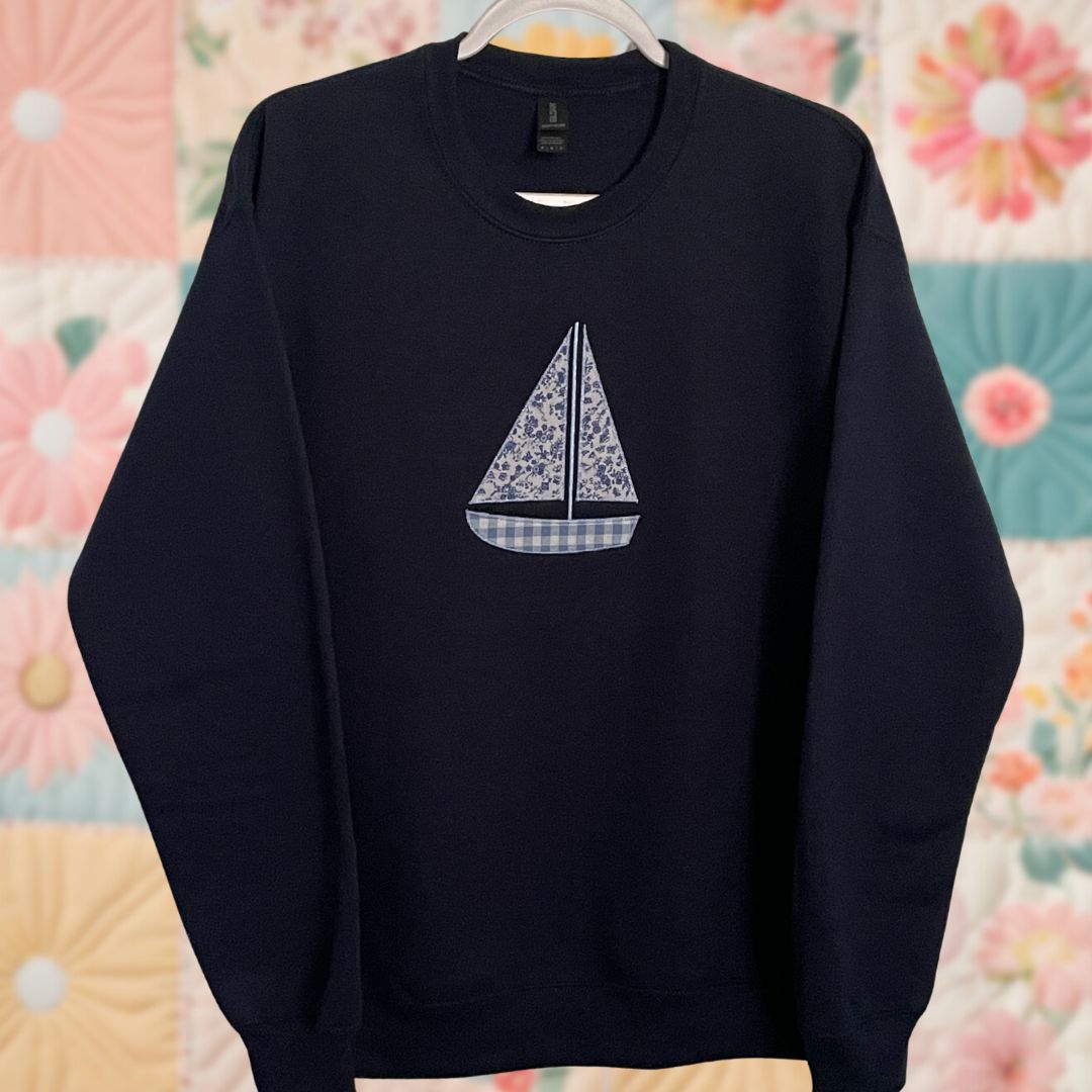 Sailboat Gingham Floral Sweatshirt