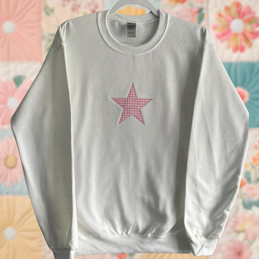 Small Pink Gingham Star Sweatshirt