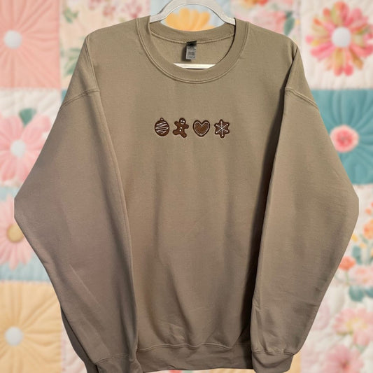 Large Beige Christmas Cookie Sweatshirt