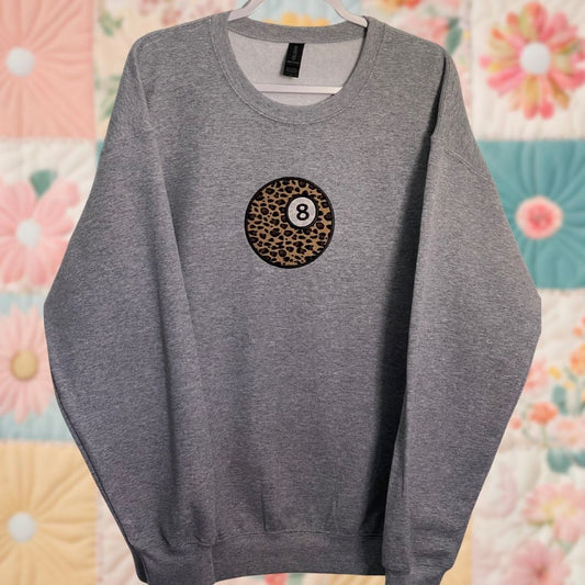 Large Sport Grey 8 Ball Leopard Sweatshirt