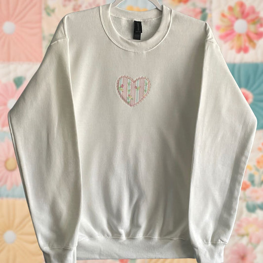 Floral Stripe Heart Sweatshirt